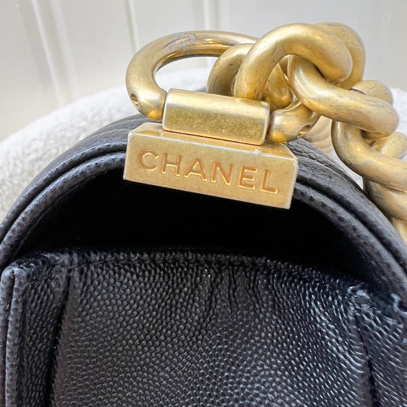 Chanel Medium 25cm Boy Flap in Black Caviar and AGHW