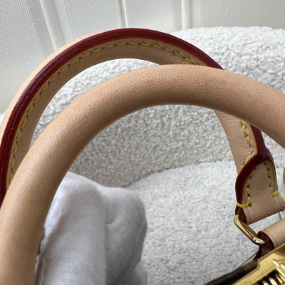 LV Speedy Bandouliere 20 in Monogram Canvas and Beige Patterned Strap