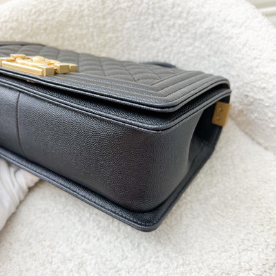 Chanel Medium 25cm Boy Flap in Black Caviar and AGHW