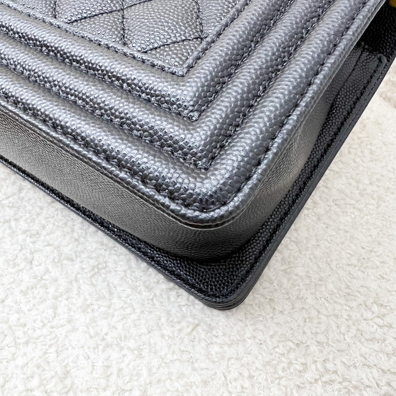Chanel Medium 25cm Boy Flap in Black Caviar and AGHW