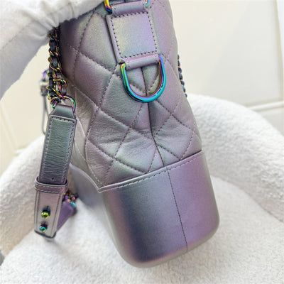 Chanel Gabrielle Medium (New Large) in Iridescent Purple Calfskin with Rainbow Hardware