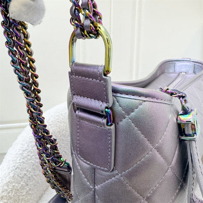 Chanel Gabrielle Medium (New Large) in Iridescent Purple Calfskin with Rainbow Hardware