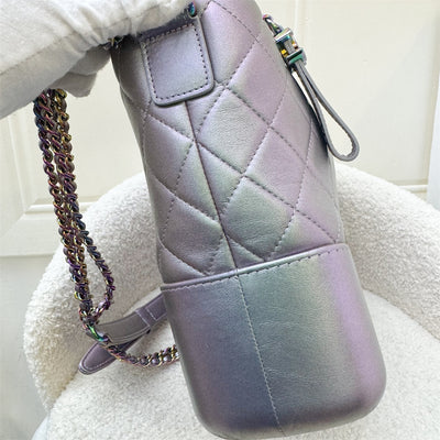 Chanel Gabrielle Medium (New Large) in Iridescent Purple Calfskin with Rainbow Hardware