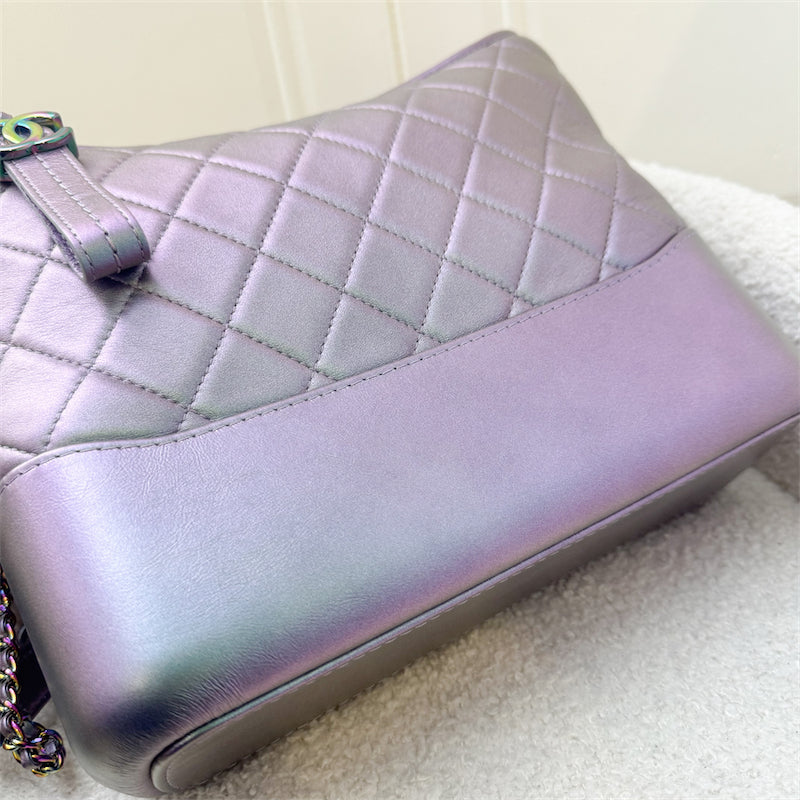 Chanel Gabrielle Medium (New Large) in Iridescent Purple Calfskin with Rainbow Hardware