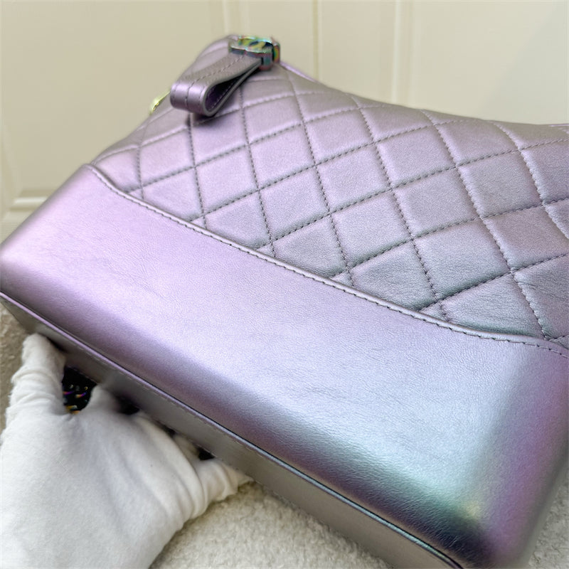 Chanel Gabrielle Medium (New Large) in Iridescent Purple Calfskin with Rainbow Hardware