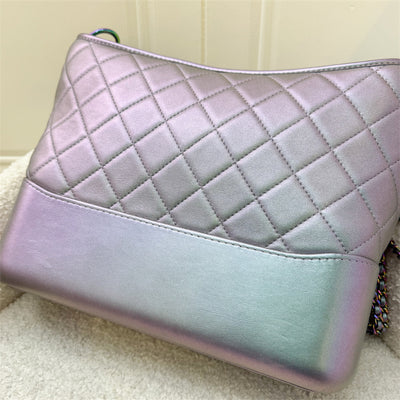 Chanel Gabrielle Medium (New Large) in Iridescent Purple Calfskin with Rainbow Hardware