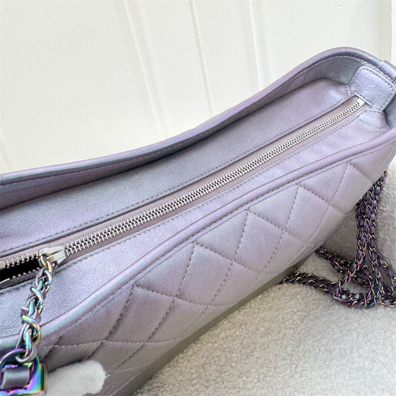 Chanel Gabrielle Medium (New Large) in Iridescent Purple Calfskin with Rainbow Hardware