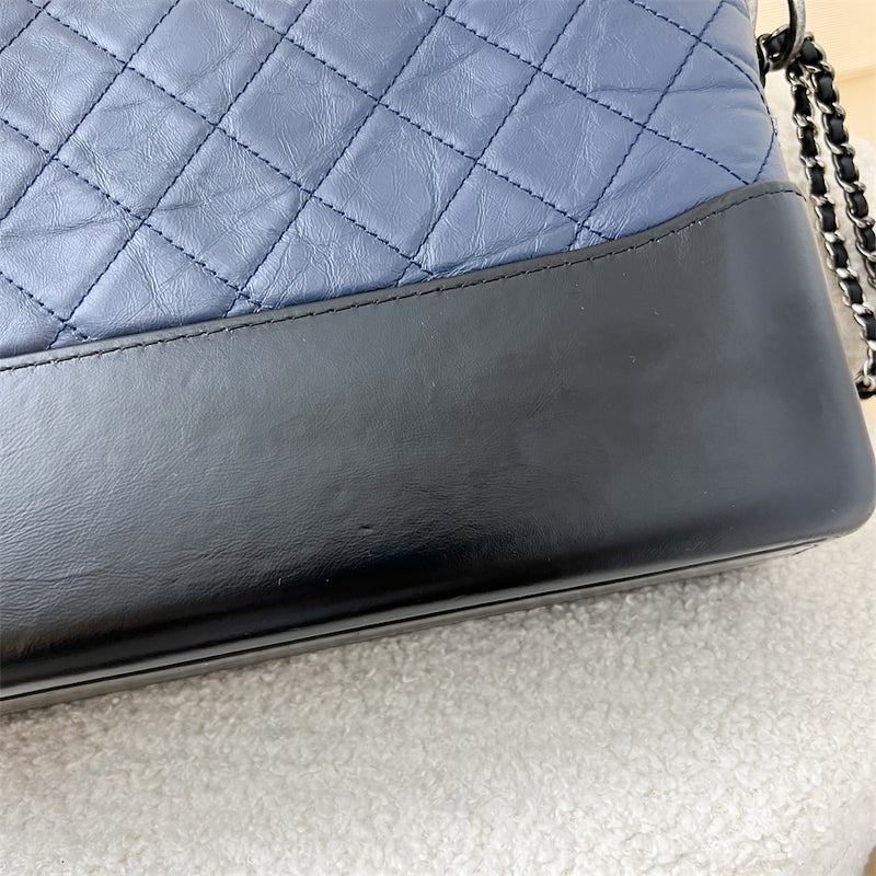 Chanel Medium (New Large) Gabrielle in Navy Distressed Leather 3-Tone HW