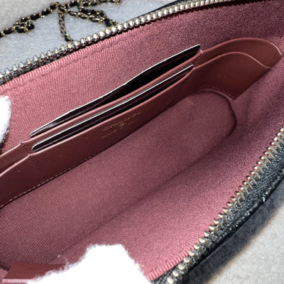 Chanel 24A Medium Pouch / Clutch with Chain in Black Caviar and LGHW