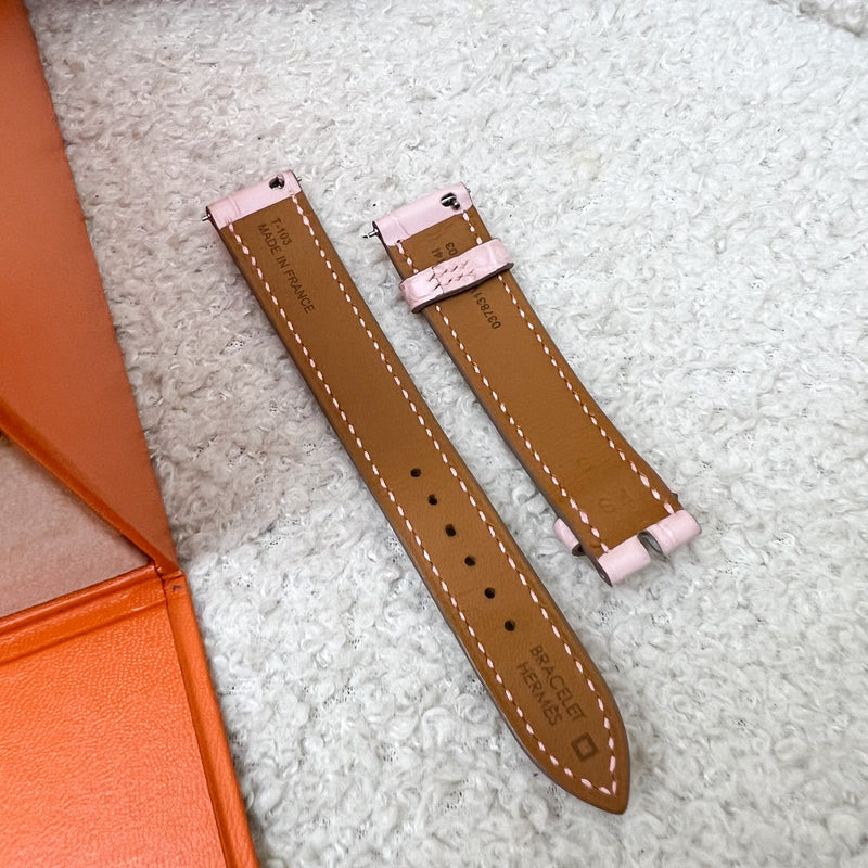 Hermes Heure H PM Watch with Diamond Markers, Gold Plated Case with Rose Pale and Dark Blue Alligator Strap