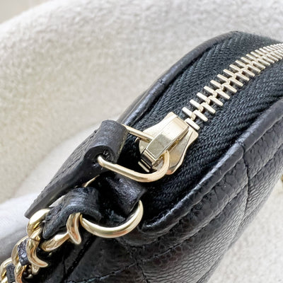 Chanel 24A Medium Pouch / Clutch with Chain in Black Caviar and LGHW