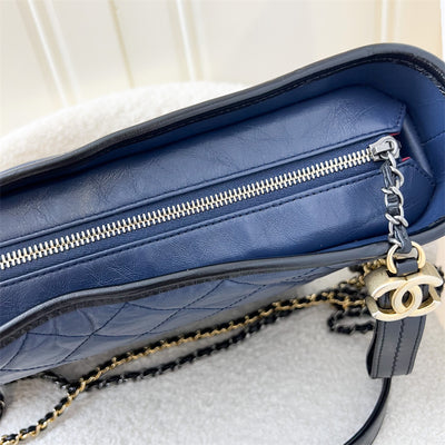 Chanel Medium (New Large) Gabrielle in Navy Distressed Leather 3-Tone HW