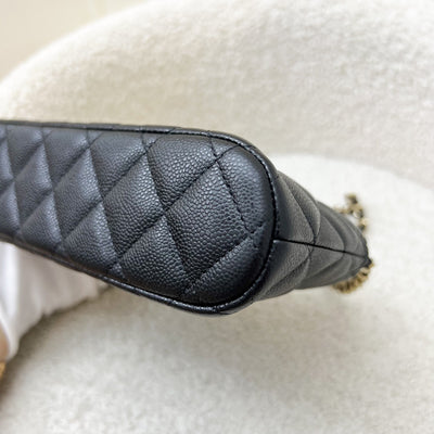 Chanel 24A Medium Pouch / Clutch with Chain in Black Caviar and LGHW