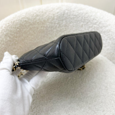 Chanel 24A Medium Pouch / Clutch with Chain in Black Caviar and LGHW