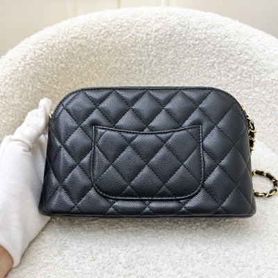 Chanel 24A Medium Pouch / Clutch with Chain in Black Caviar and LGHW
