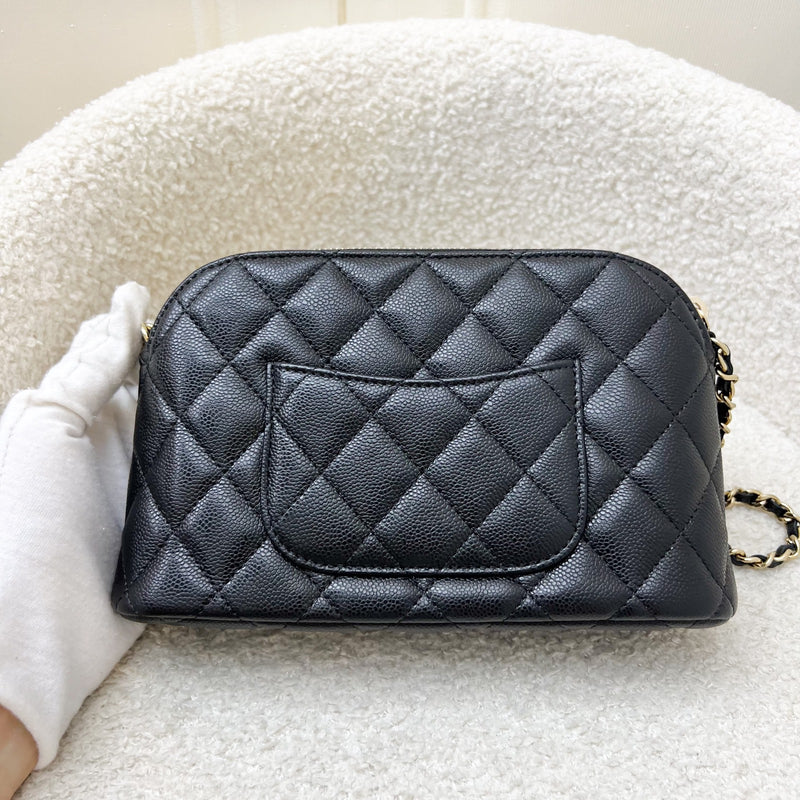 Chanel 24A Medium Pouch / Clutch with Chain in Black Caviar and LGHW
