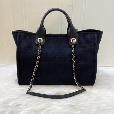 Chanel Medium Deauville Shopping Tote in 24C Black Fabric, Black Leather and LGHW (Model: AS3351)