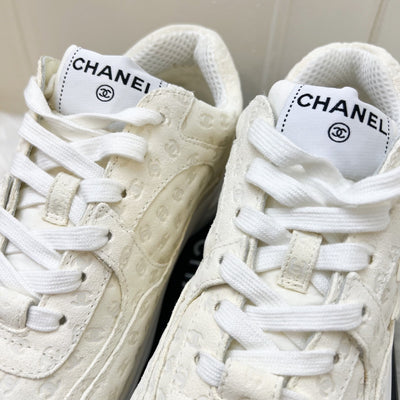 Chanel CC Logo Printed Sneakers in White Sz 38.5