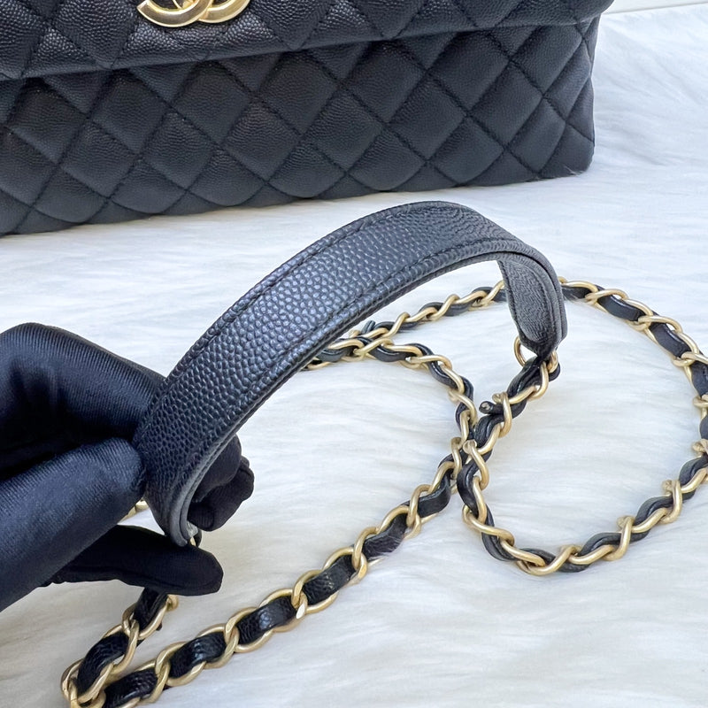 Chanel Large 32cm Coco Handle Flap in Black Caviar and AGHW