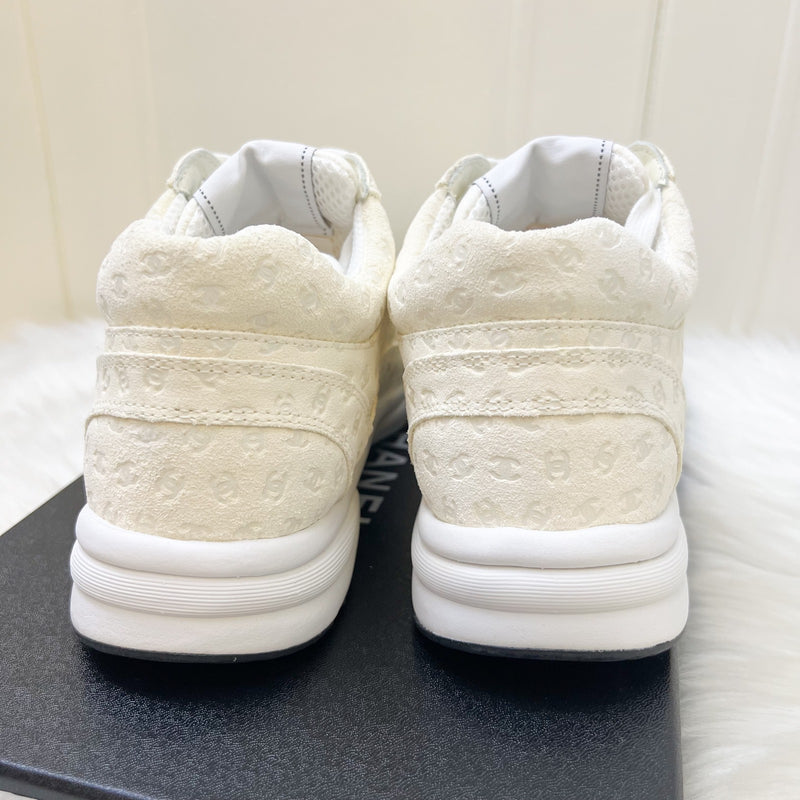 Chanel CC Logo Printed Sneakers in White Sz 38.5