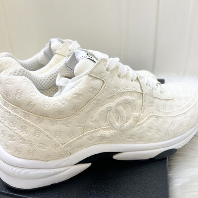 Chanel CC Logo Printed Sneakers in White Sz 38.5