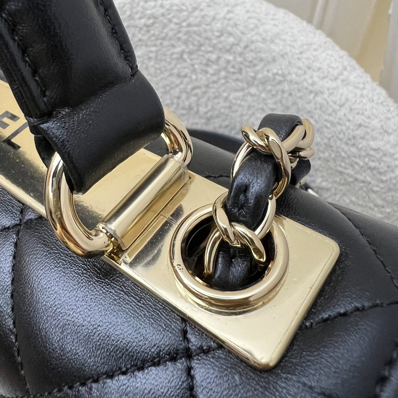 Chanel Small Trendy CC Top Handle Flap in Black Lambskin LGHW (Model: A92236)