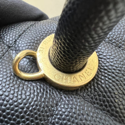 Chanel Large 32cm Coco Handle Flap in Black Caviar and AGHW