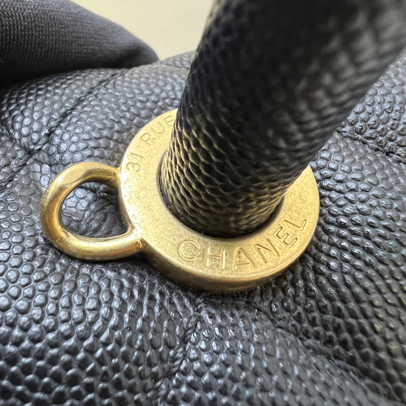 Chanel Large 32cm Coco Handle Flap in Black Caviar and AGHW