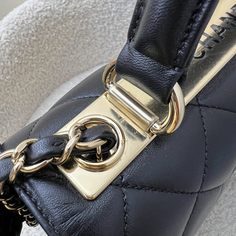 Chanel Small Trendy CC Top Handle Flap in Black Lambskin LGHW (Model: A92236)