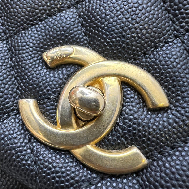 Chanel Large 32cm Coco Handle Flap in Black Caviar and AGHW