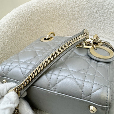 Dior Mini Lady Dior in Pearly Grey Lambskin and LGHW