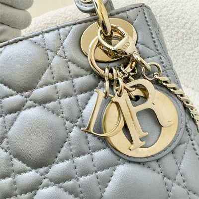 Dior Mini Lady Dior in Pearly Grey Lambskin and LGHW