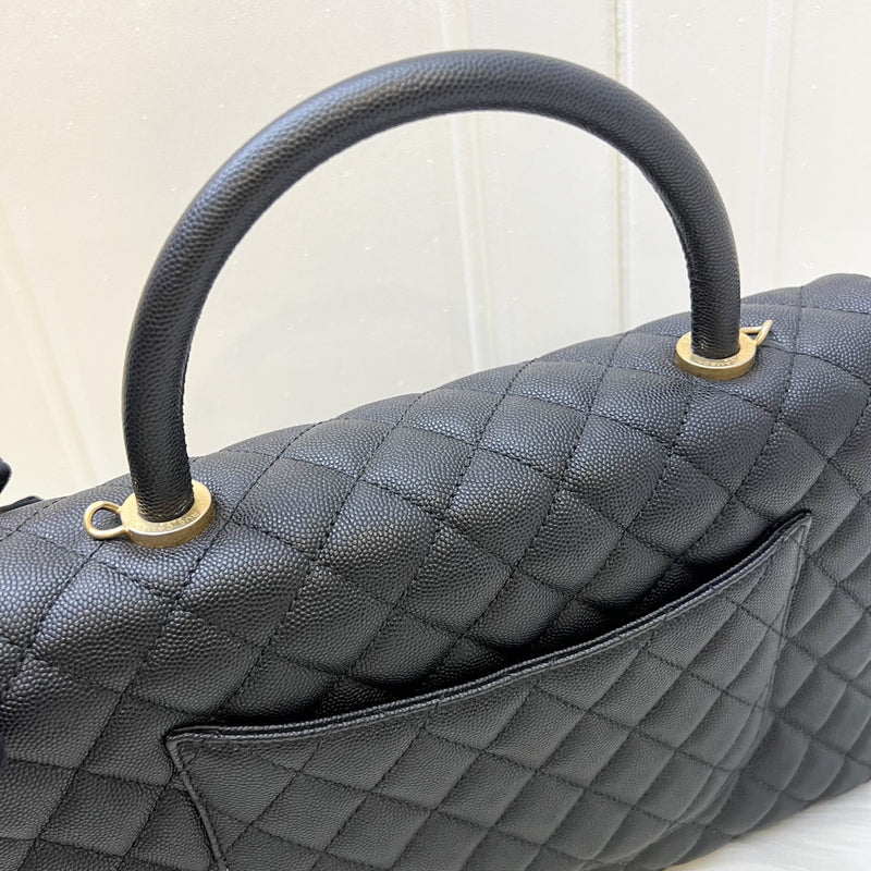 Chanel Large 32cm Coco Handle Flap in Black Caviar and AGHW