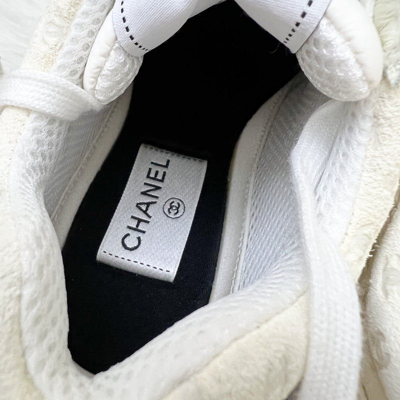 Chanel CC Logo Printed Sneakers in White Sz 38.5