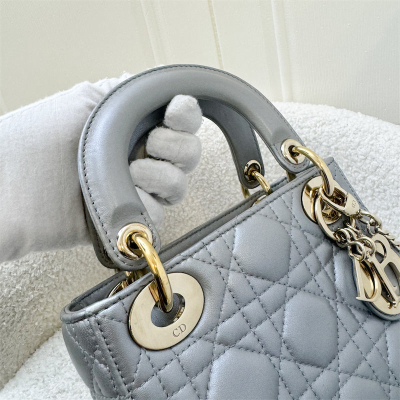 Dior Mini Lady Dior in Pearly Grey Lambskin and LGHW