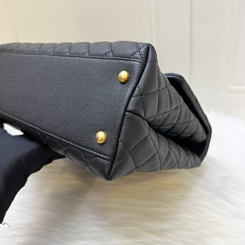 Chanel Large 32cm Coco Handle Flap in Black Caviar and AGHW