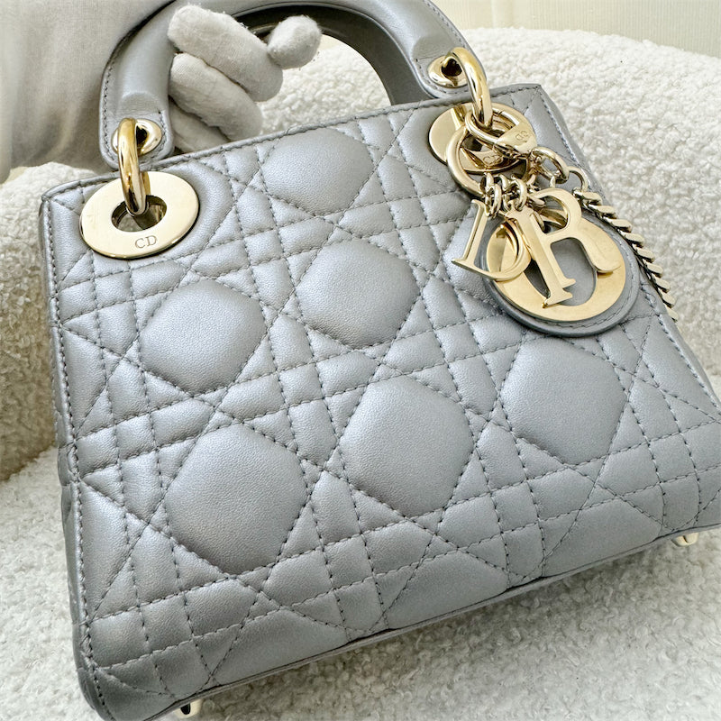 Dior Mini Lady Dior in Pearly Grey Lambskin and LGHW