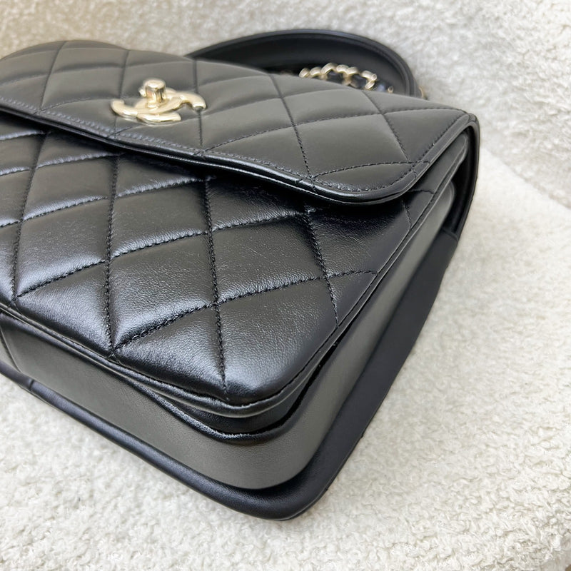 Chanel Small Trendy CC Top Handle Flap in Black Lambskin LGHW (Model: A92236)