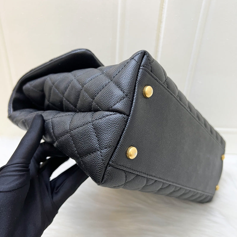 Chanel Large 32cm Coco Handle Flap in Black Caviar and AGHW