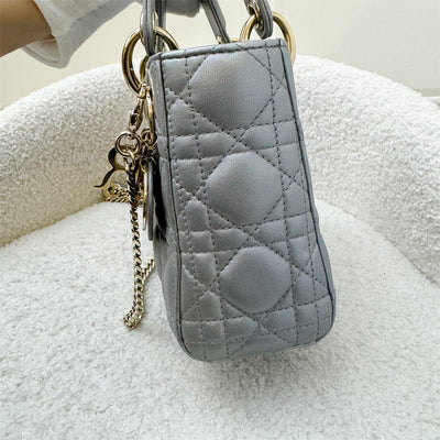 Dior Mini Lady Dior in Pearly Grey Lambskin and LGHW