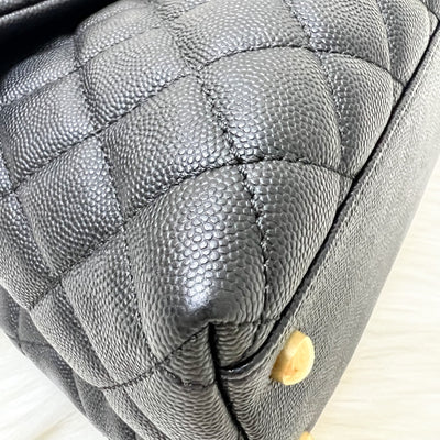 Chanel Large 32cm Coco Handle Flap in Black Caviar and AGHW