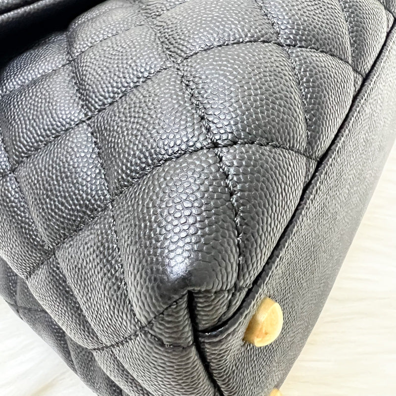 Chanel Large 32cm Coco Handle Flap in Black Caviar and AGHW
