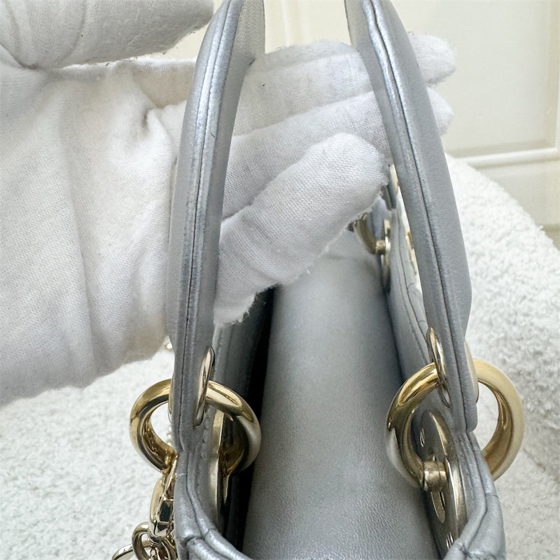 Dior Mini Lady Dior in Pearly Grey Lambskin and LGHW