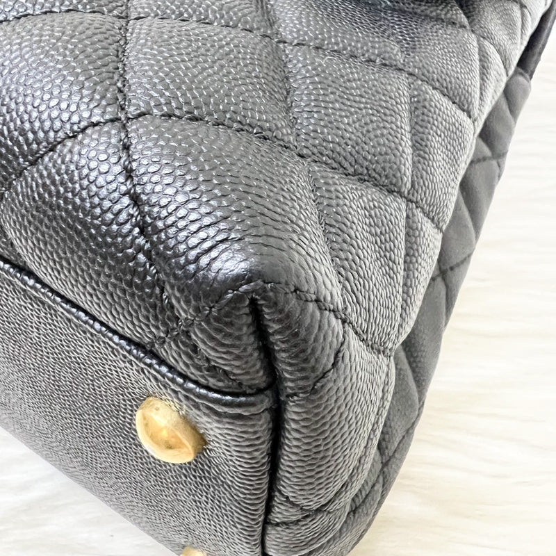 Chanel Large 32cm Coco Handle Flap in Black Caviar and AGHW
