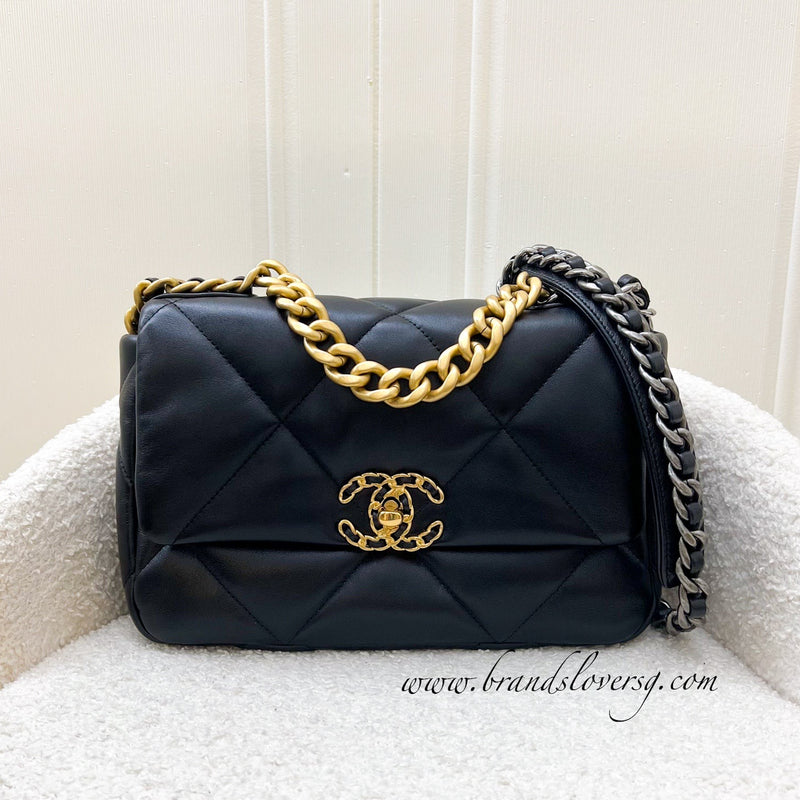 Chanel 19 Small Flap in Black Lambskin and 3-Tone HW