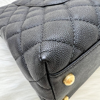Chanel Large 32cm Coco Handle Flap in Black Caviar and AGHW