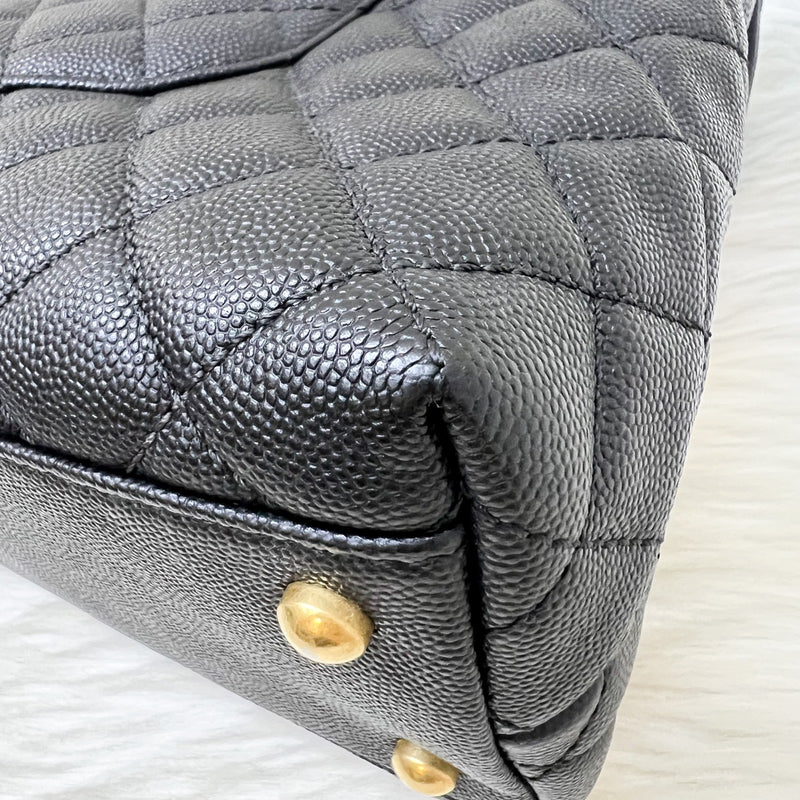 Chanel Large 32cm Coco Handle Flap in Black Caviar and AGHW