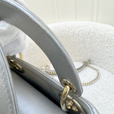 Dior Mini Lady Dior in Pearly Grey Lambskin and LGHW