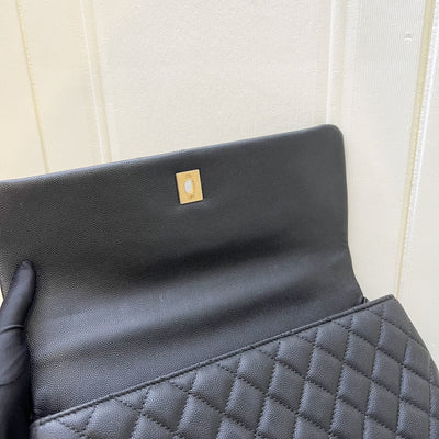Chanel Large 32cm Coco Handle Flap in Black Caviar and AGHW