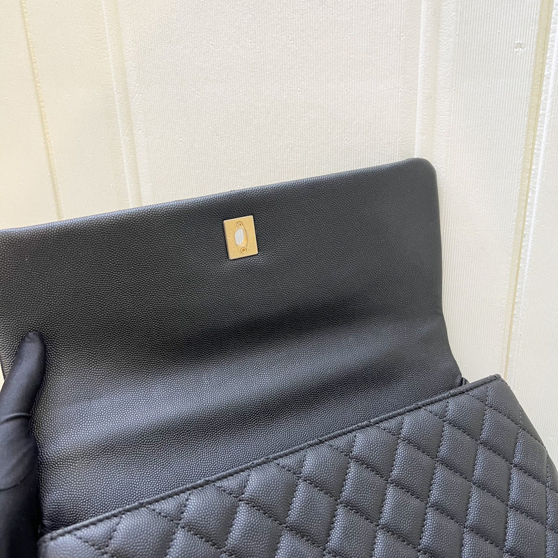 Chanel Large 32cm Coco Handle Flap in Black Caviar and AGHW